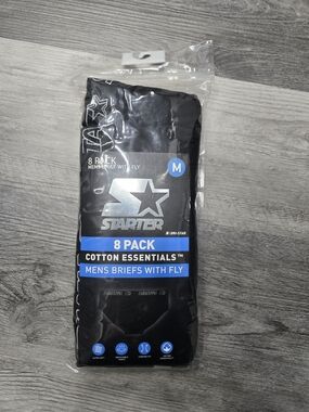 Starter Men's Black Cotton Briefs 8-Pack - Medium